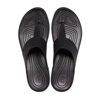 CROCS Black Tulum Flip Flops 5 NWT